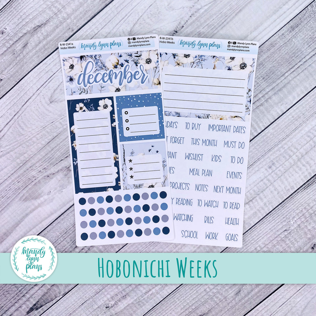 December Hobonichi Weeks Dashboard || Winter Blues || R-W-2341