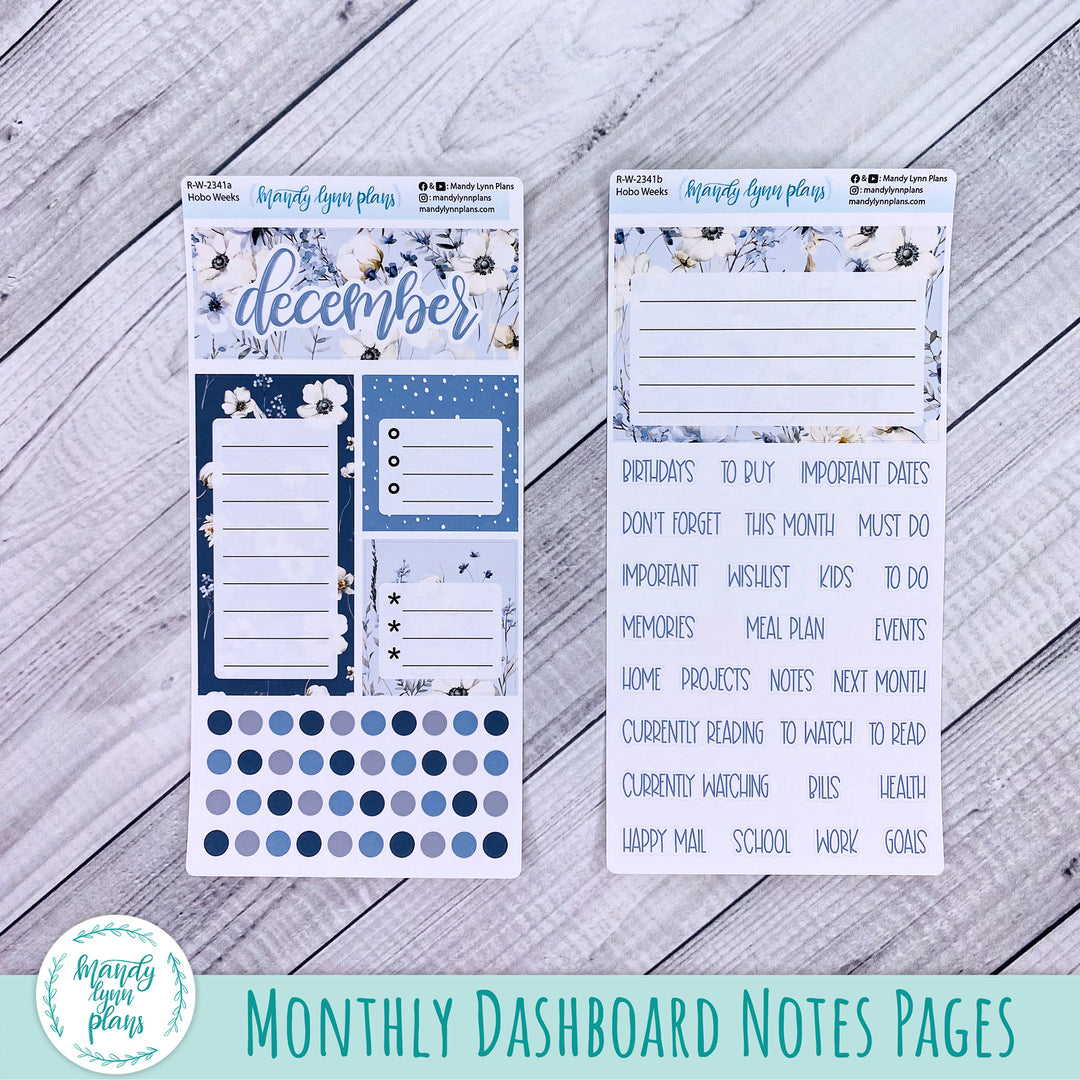 December Hobonichi Weeks Dashboard || Winter Blues || R-W-2341