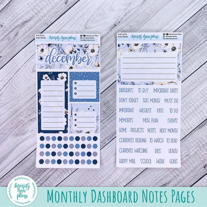 December Hobonichi Weeks Dashboard || Winter Blues || R-W-2341
