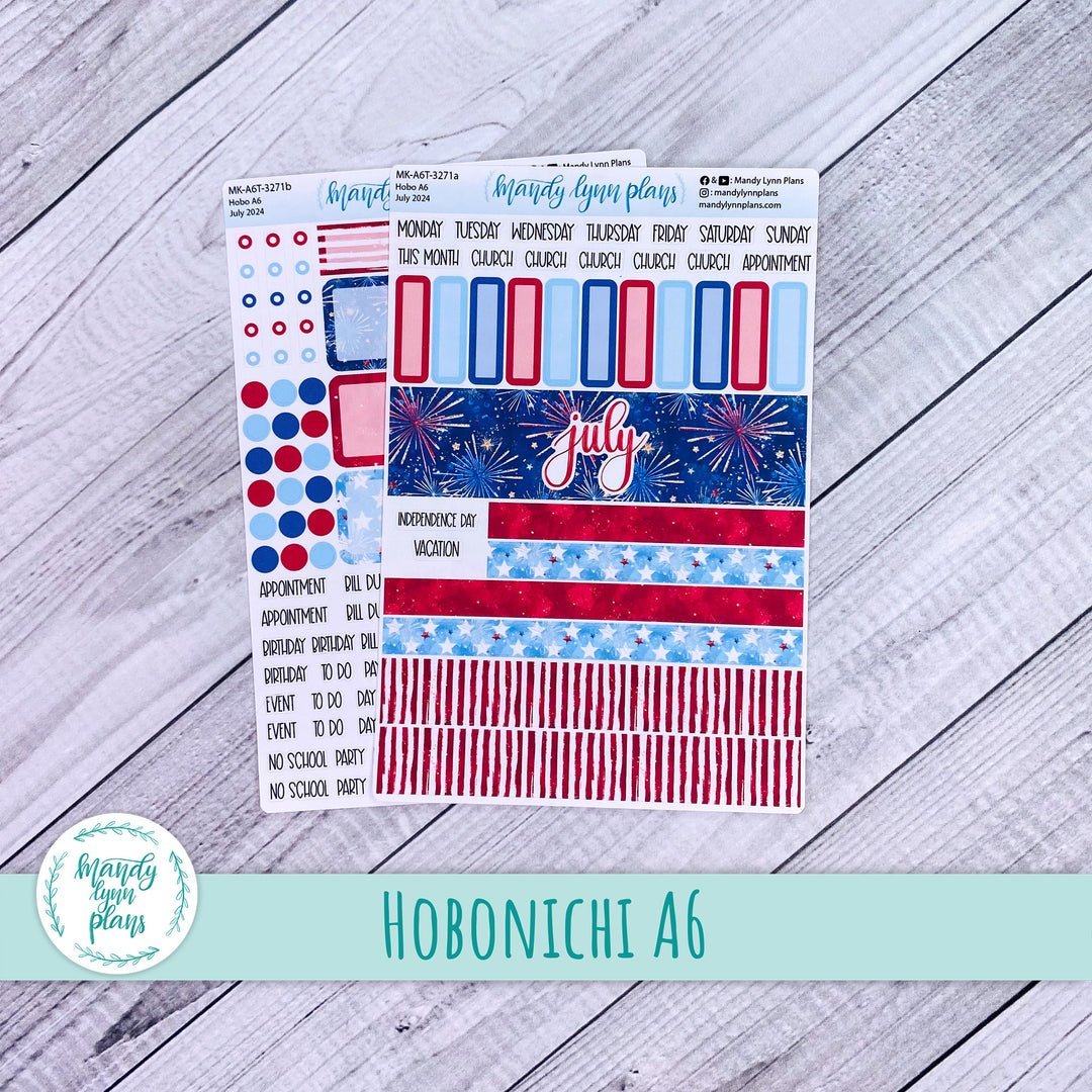 Hobonichi A6 July 2024 Monthly Kit || Stars and Stripes || MK-A6T-3271