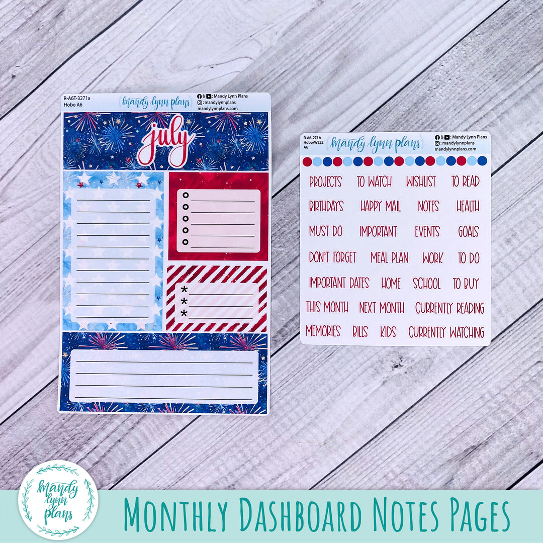 July A6 Hobonichi Dashboard || Stars and Stripes || R-A6T-3271