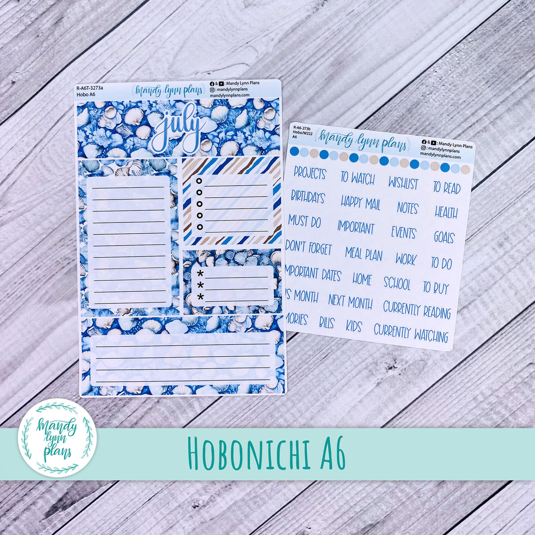 July A6 Hobonichi Dashboard || Seashells || R-A6T-3273