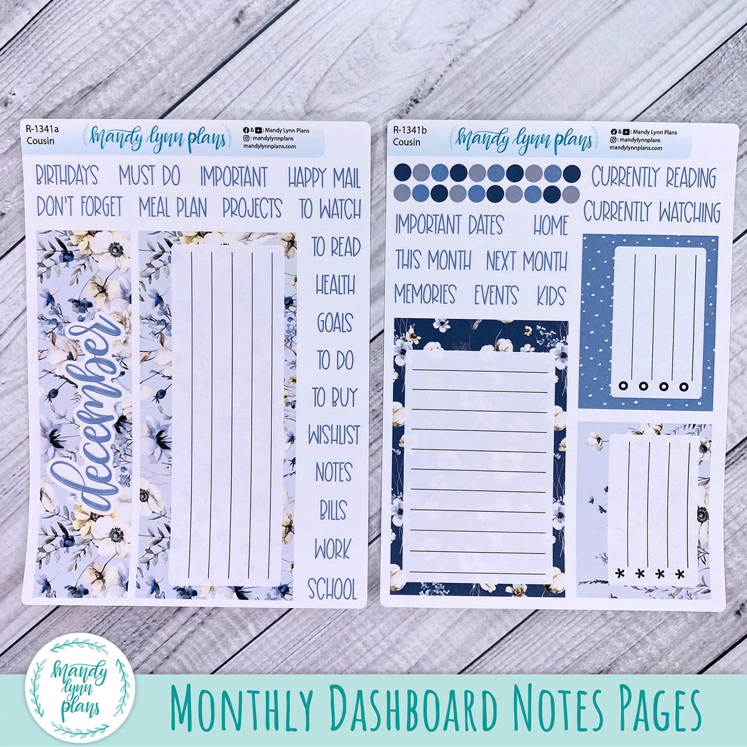 December Hobonichi Cousin Dashboard || Winter Blues || R-1341