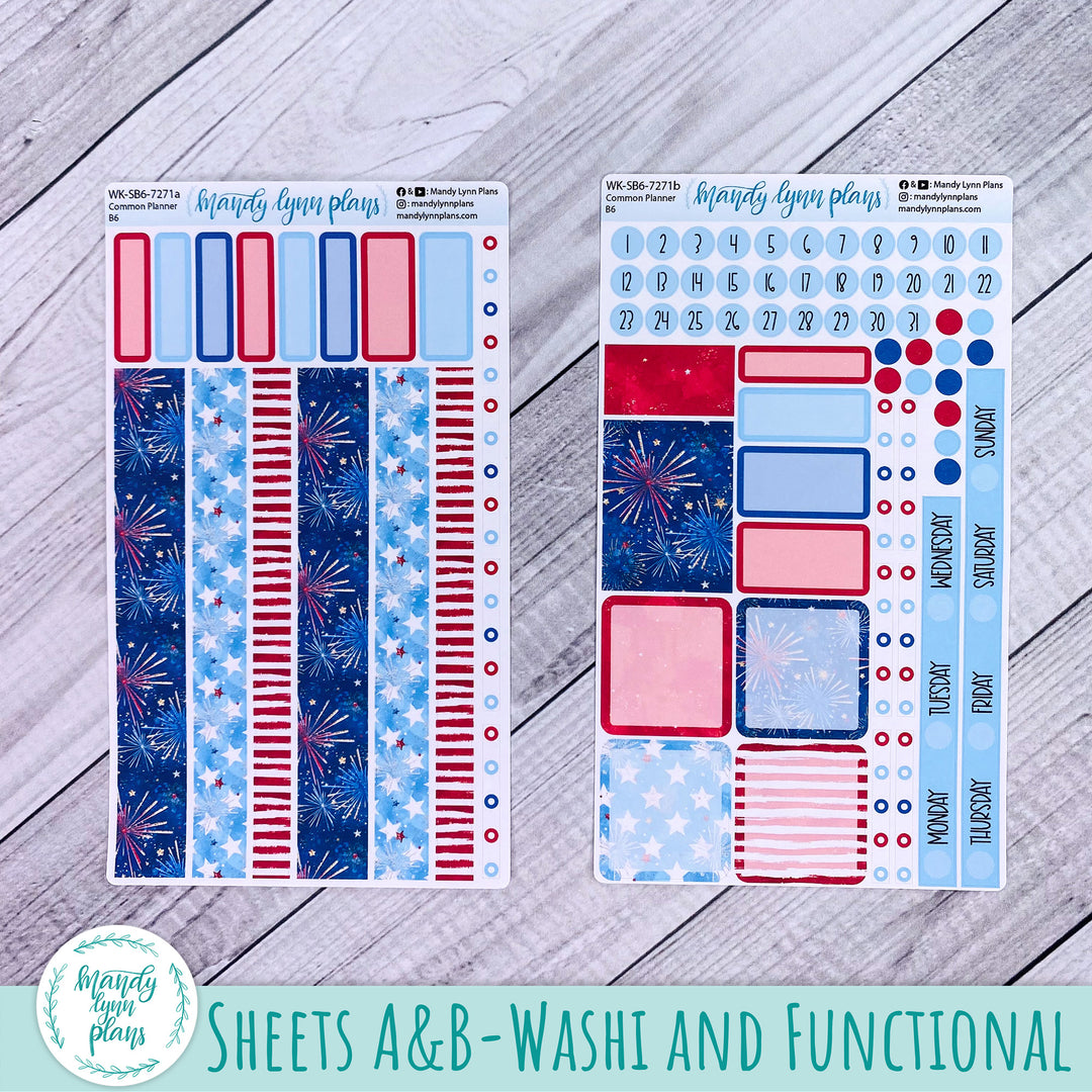 A5, B6, N1 & N2 Common Planner Weekly Kit || Stars and Stripes || 271