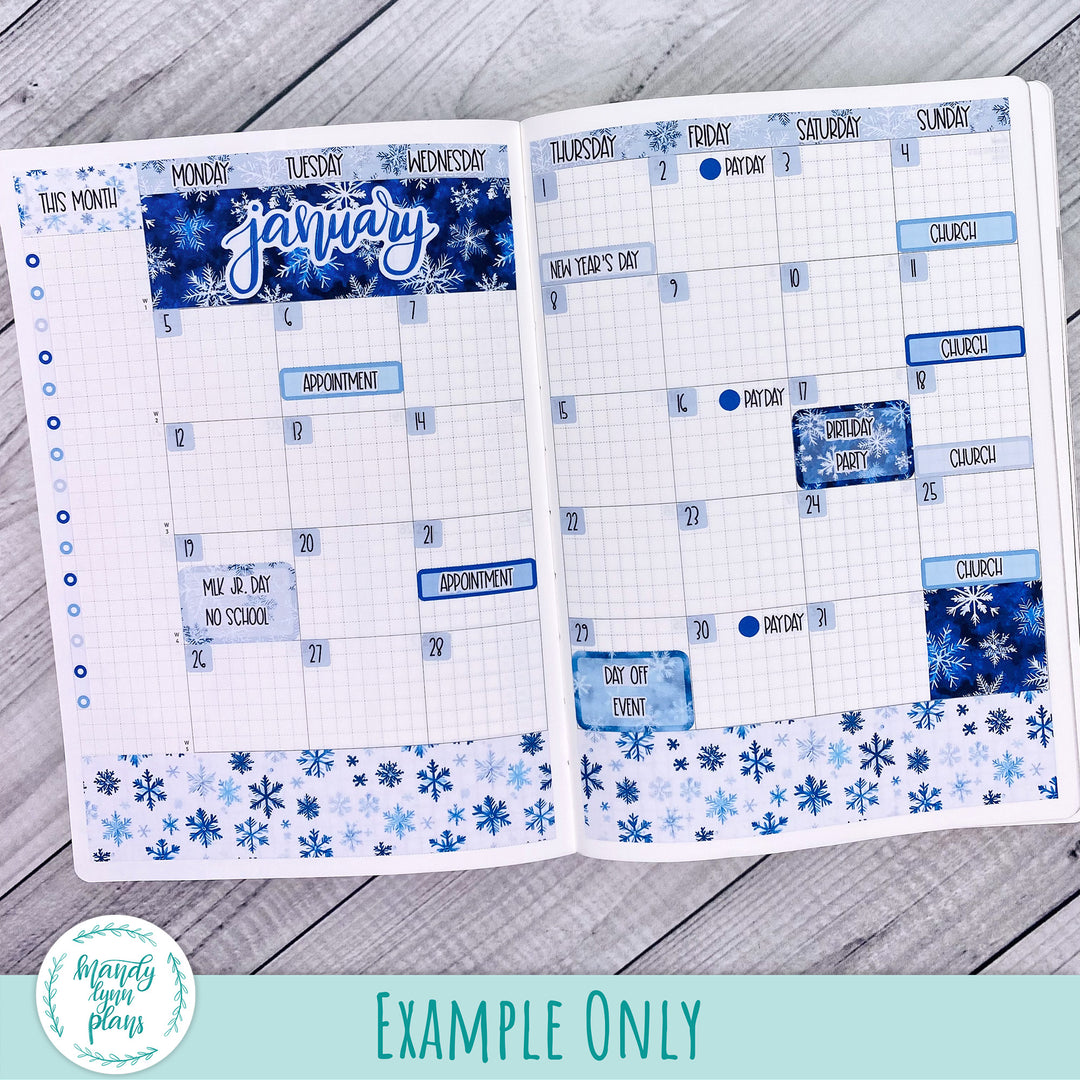 Monthly Kit || Sterling Ink A5, A5 Slim, B6, B6 Slim, N1, N2 Common Planner || Snowflakes || 345