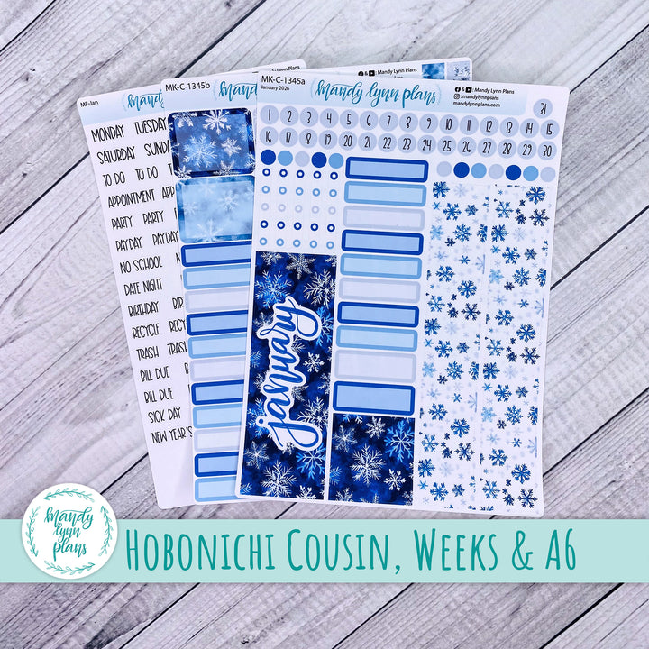 Monthly Kit || Hobonichi Cousin, Weeks, A6 || Snowflakes || 345