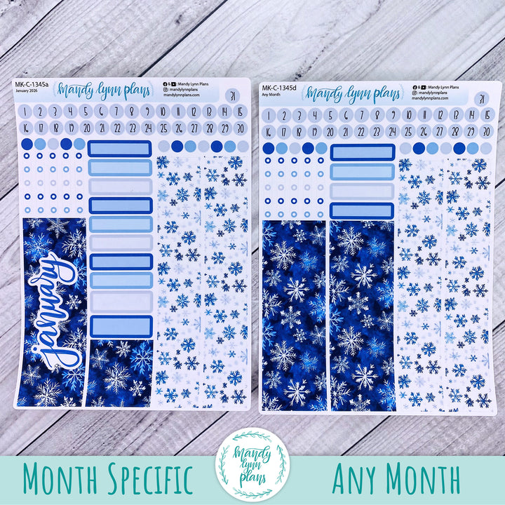 Monthly Kit || Hobonichi Cousin, Weeks, A6 || Snowflakes || 345