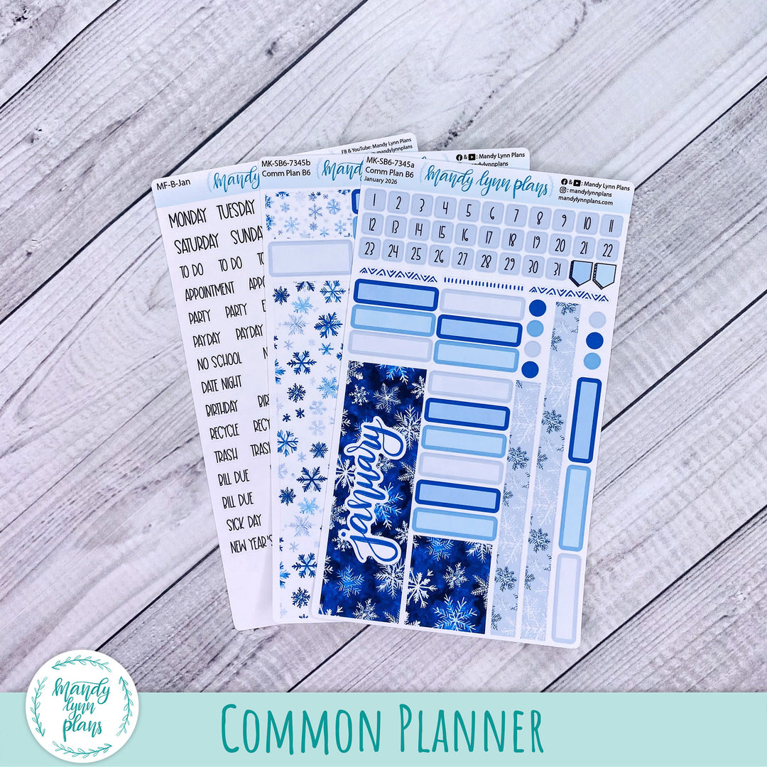 Monthly Kit || Sterling Ink A5, A5 Slim, B6, B6 Slim, N1, N2 Common Planner || Snowflakes || 345