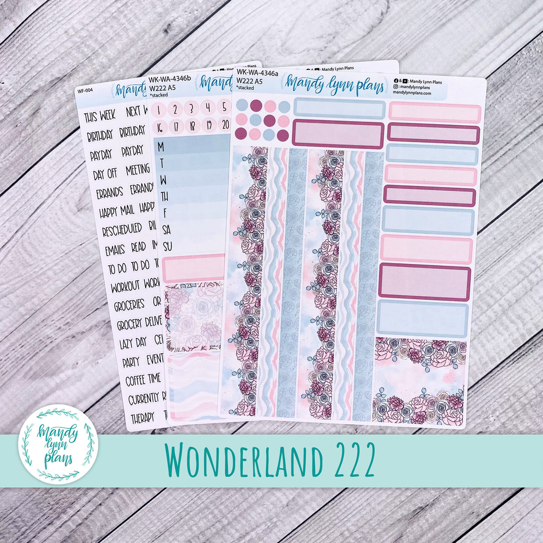 Weekly Kit || Wonderland 222 A5, B6, A6 || Stacked, Unstacked, Horizontal || Pretty Pastels || 346