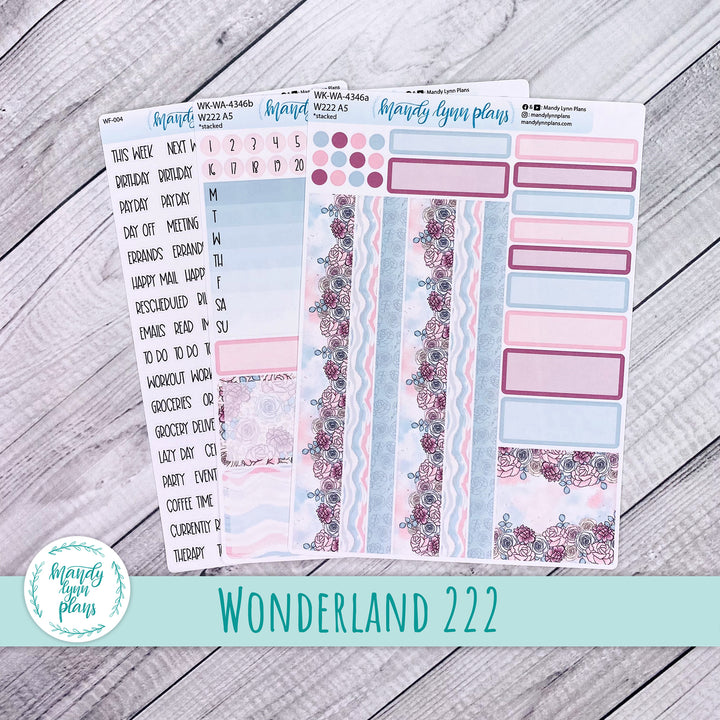 Weekly Kit || Wonderland 222 A5, B6, A6 || Stacked, Unstacked, Horizontal || Pretty Pastels || 346