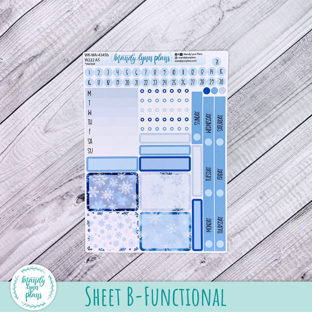 Weekly Kit || Wonderland 222 A5, B6, A6 || Stacked, Unstacked, Horizontal || Snowflakes || 345