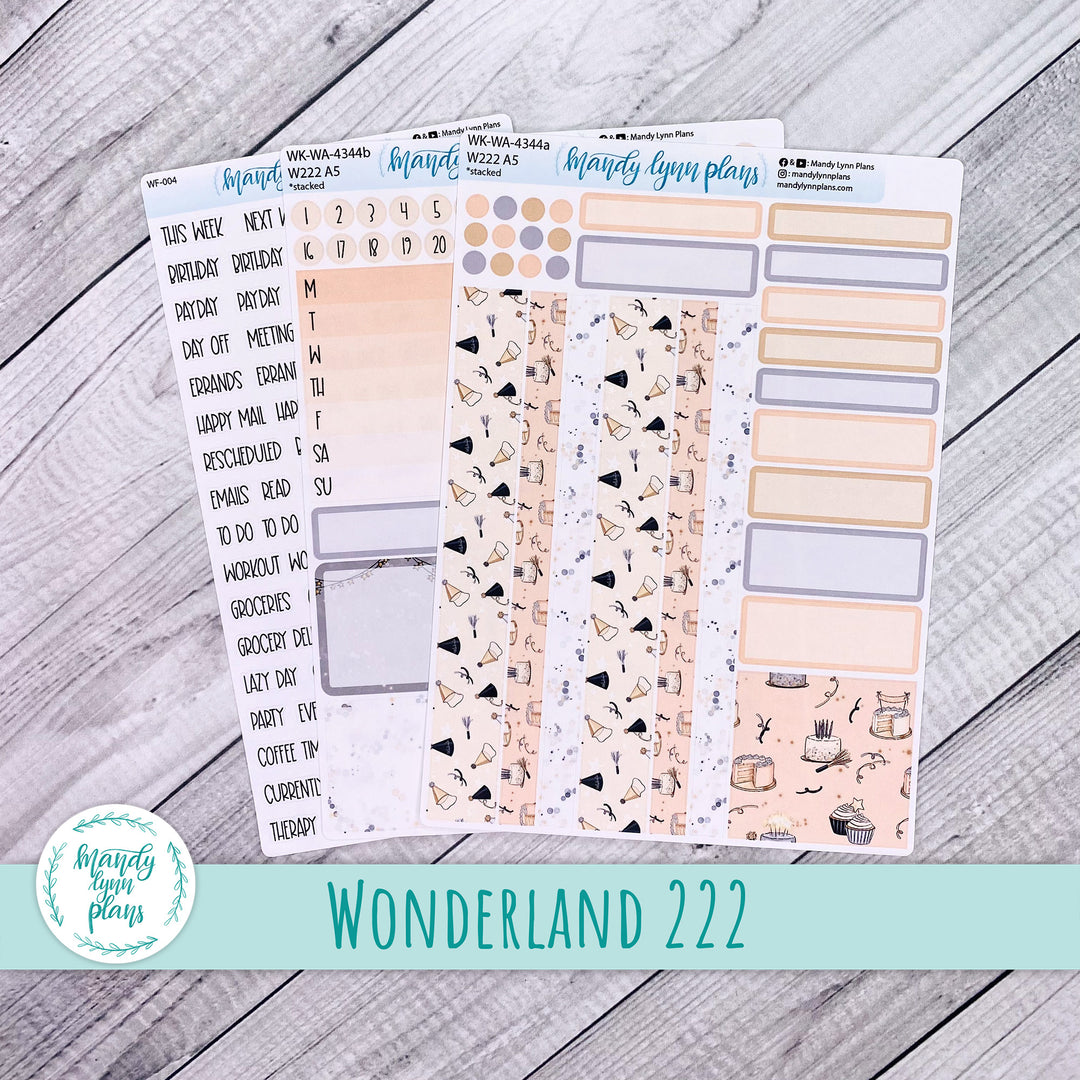 Weekly Kit || Wonderland 222 A5, B6, A6 || Stacked, Unstacked, Horizontal || Time to Party || 344