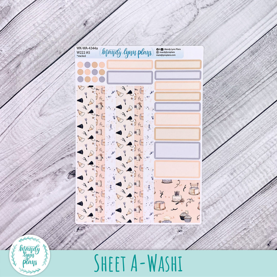 Weekly Kit || Wonderland 222 A5, B6, A6 || Stacked, Unstacked, Horizontal || Time to Party || 344