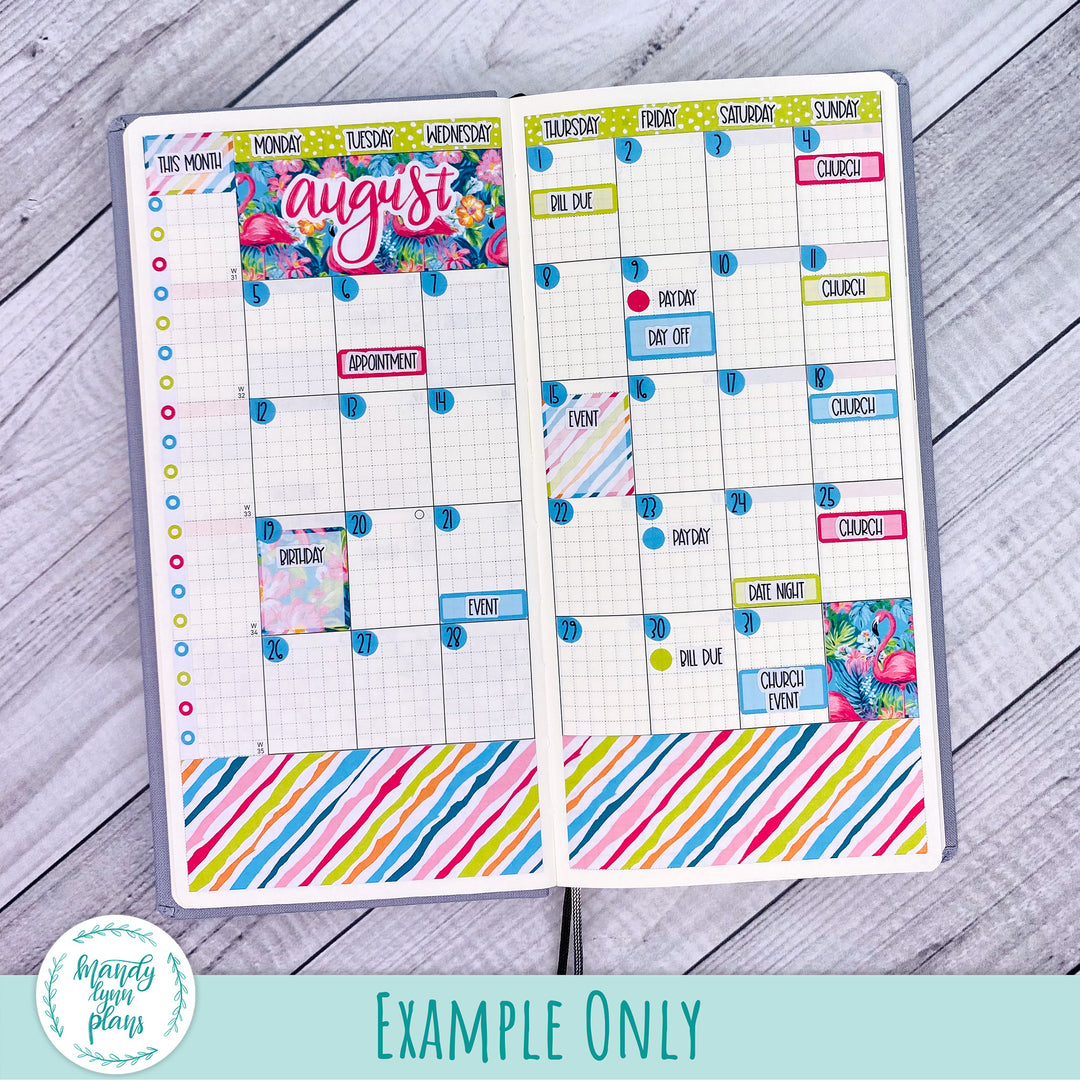 Hobonichi Weeks August 2024 Monthly Kit || Flamingos || MK-W-2275