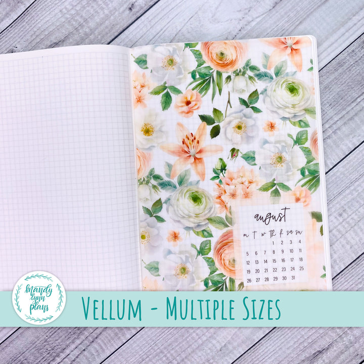 White and Peach Floral Vellum