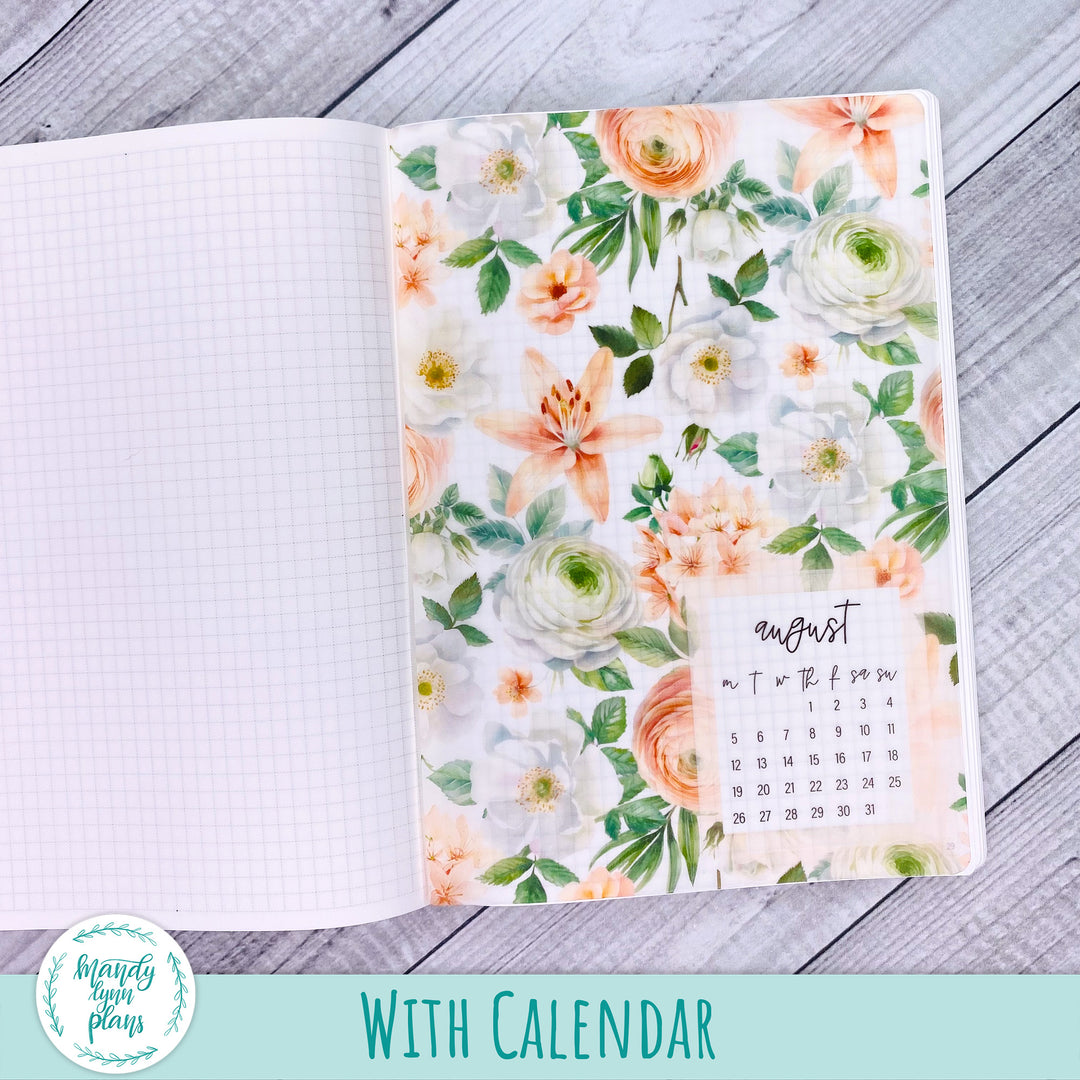 White and Peach Floral Vellum