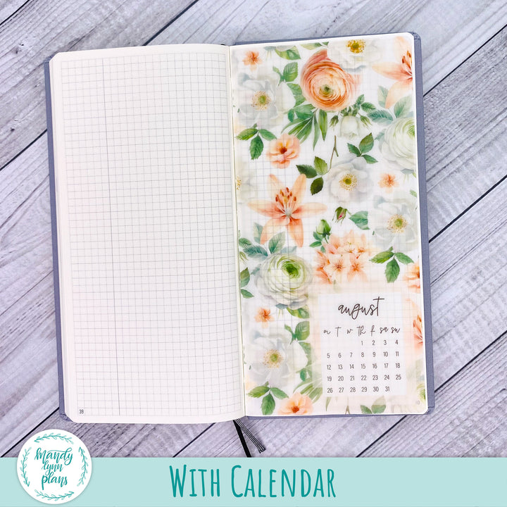 White and Peach Floral Vellum