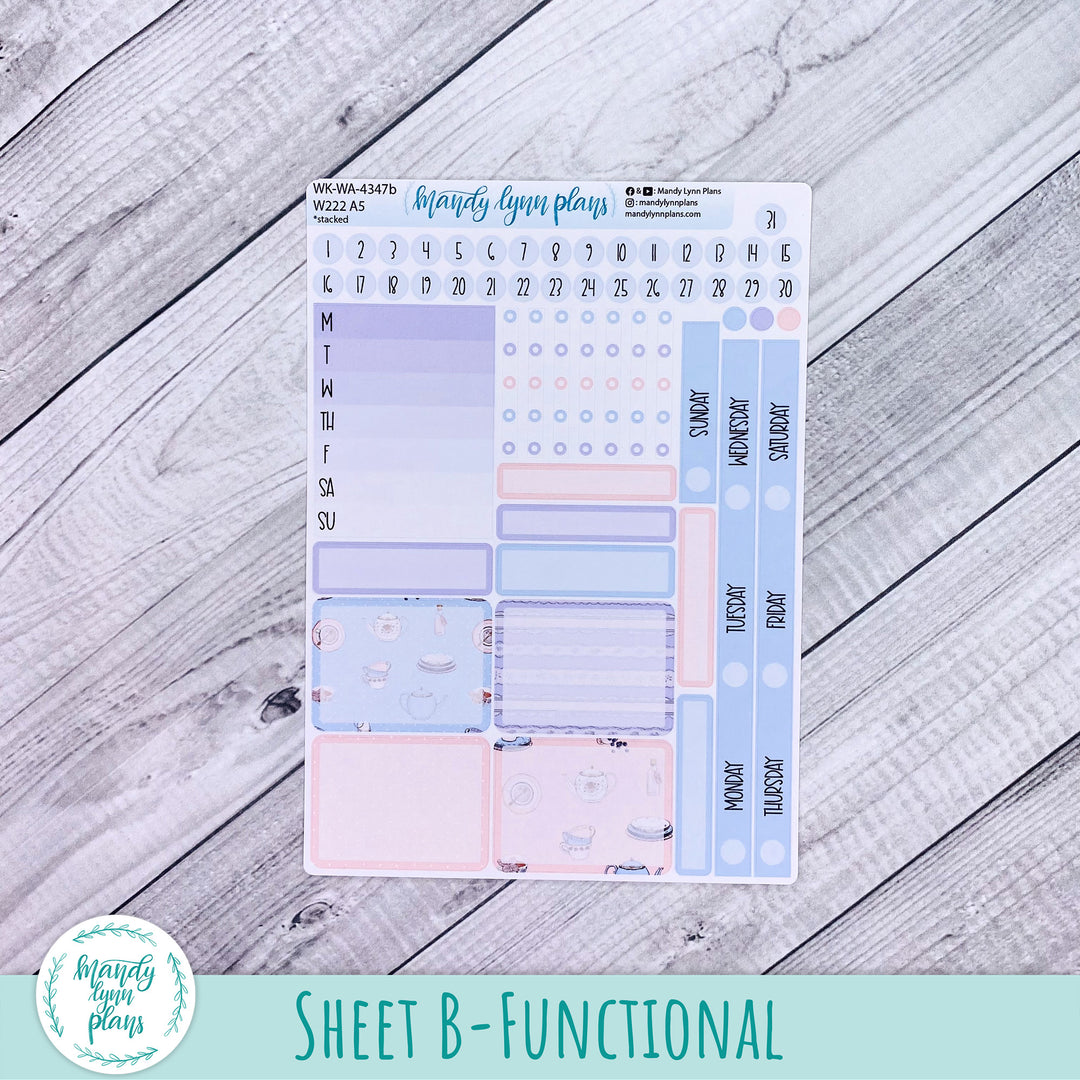 Weekly Kit || Wonderland 222 A5, B6, A6 || Stacked, Unstacked, Horizontal || Tea Party || 347