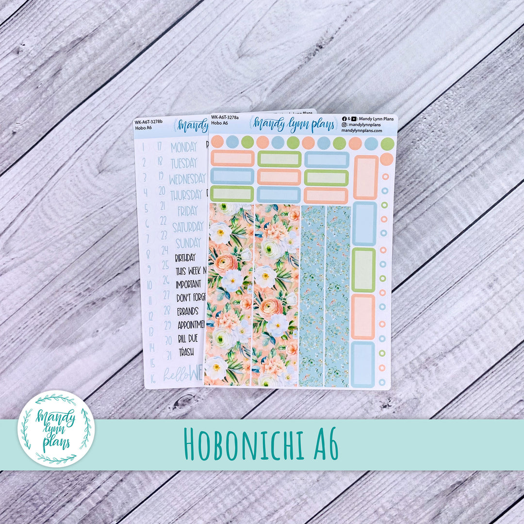 Hobonichi A6 Weekly Kit || White and Peach Floral || WK-A6T-3278