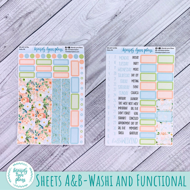 Hobonichi A6 Weekly Kit || White and Peach Floral || WK-A6T-3278