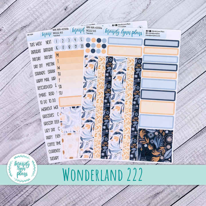 Weekly Kit || Wonderland 222 A5, B6, A6 || Stacked, Unstacked, Horizontal || Watercolor Floral || 350