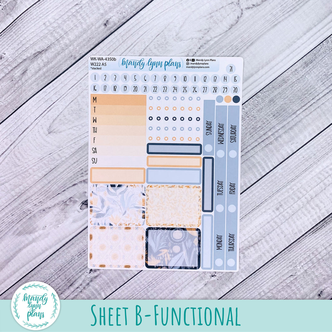 Weekly Kit || Wonderland 222 A5, B6, A6 || Stacked, Unstacked, Horizontal || Watercolor Floral || 350