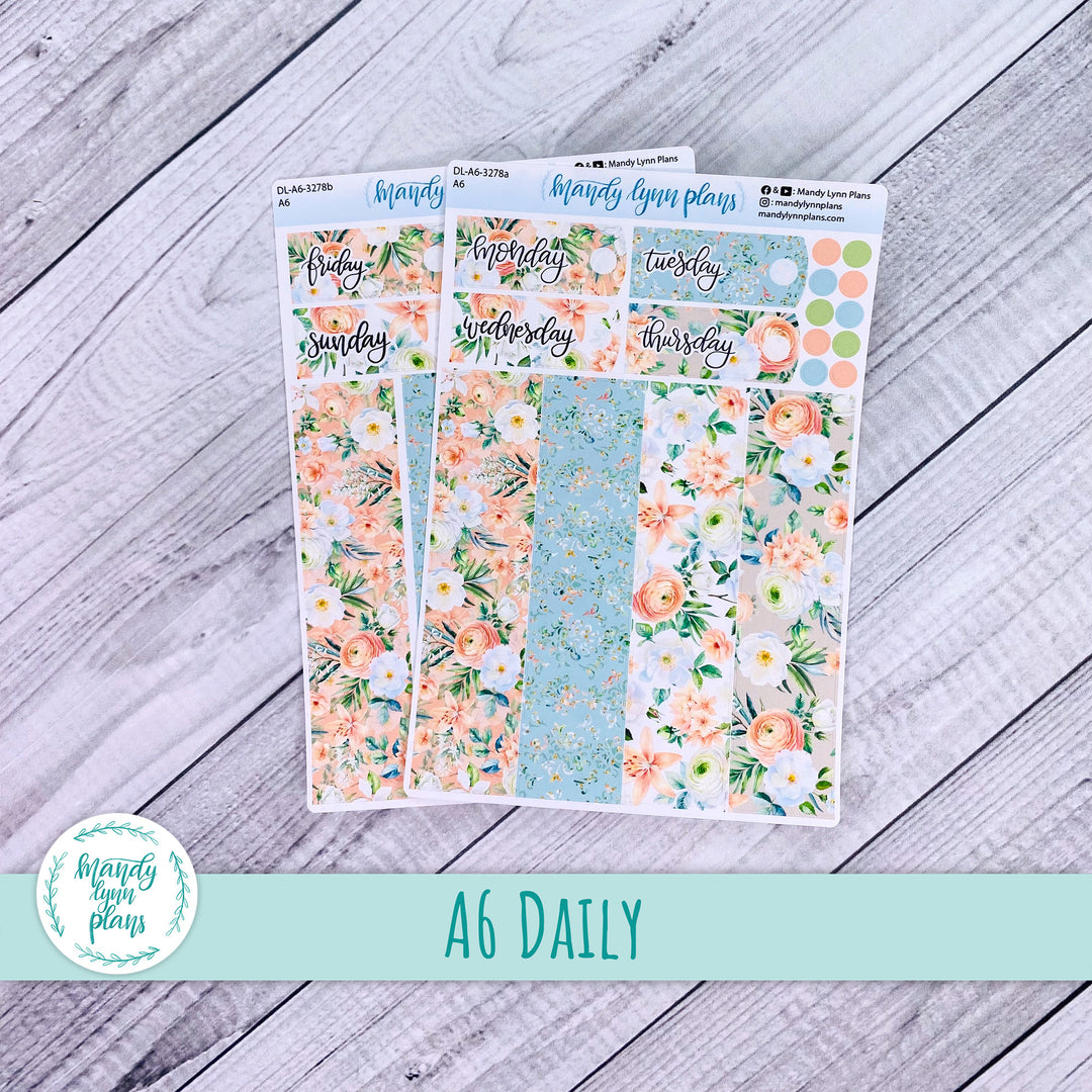 A6 Daily Kit || White and Peach Floral || DL-A6-3278