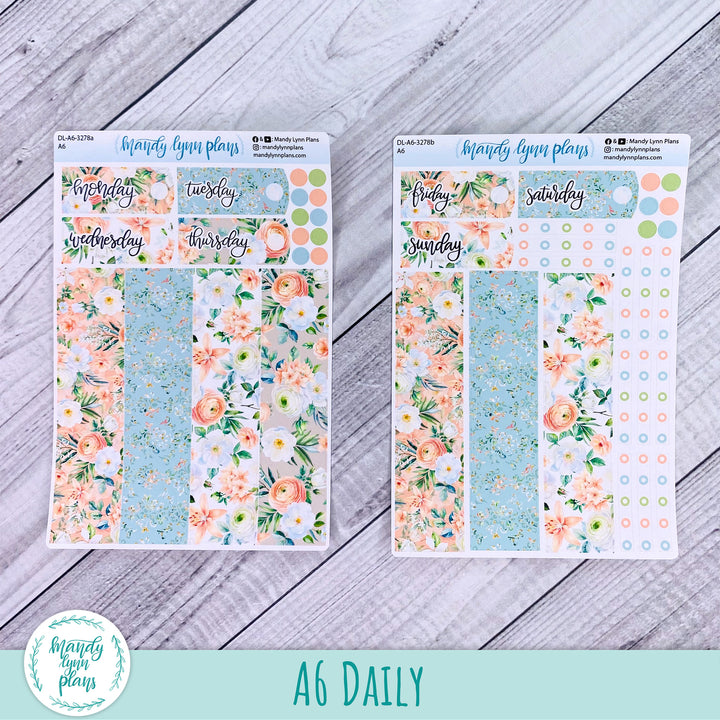 A6 Daily Kit || White and Peach Floral || DL-A6-3278