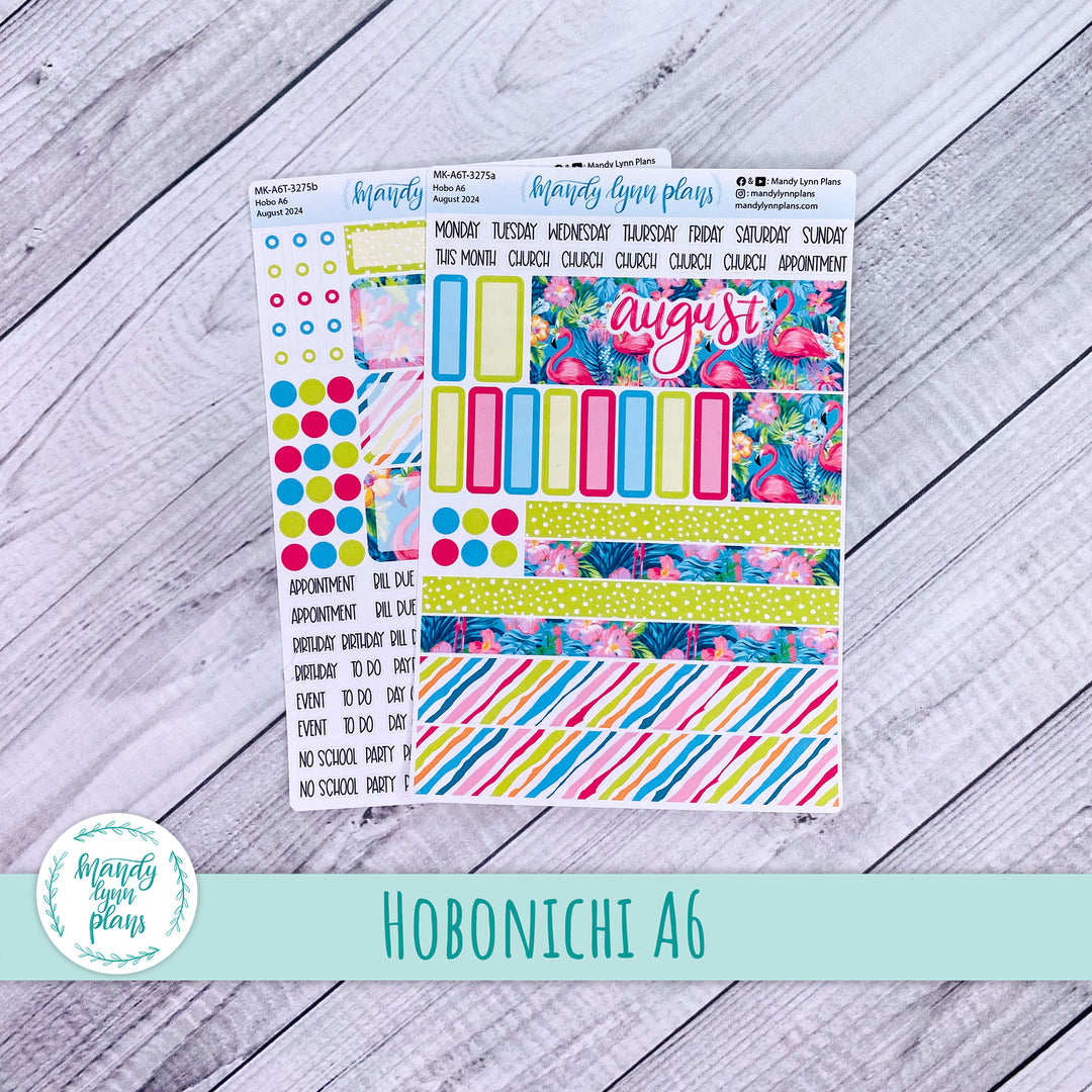 Hobonichi A6 August 2024 Monthly Kit || Flamingos || MK-A6T-3275