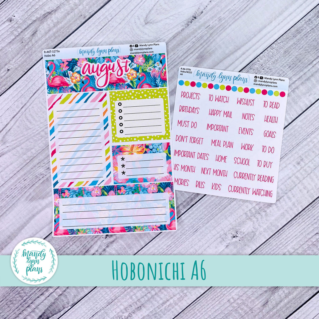 August A6 Hobonichi Dashboard || Flamingos || R-A6T-3275