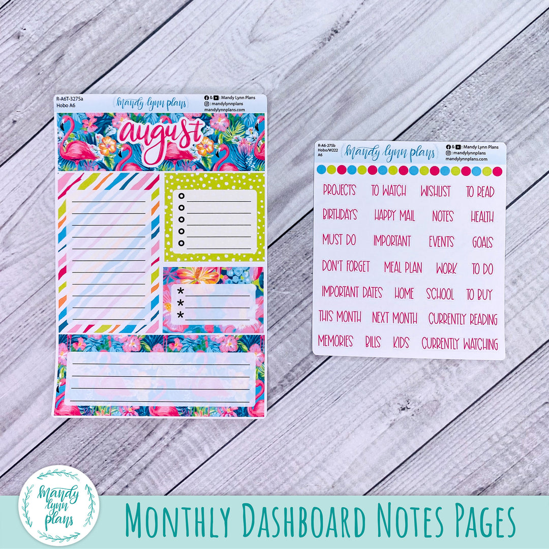 August A6 Hobonichi Dashboard || Flamingos || R-A6T-3275