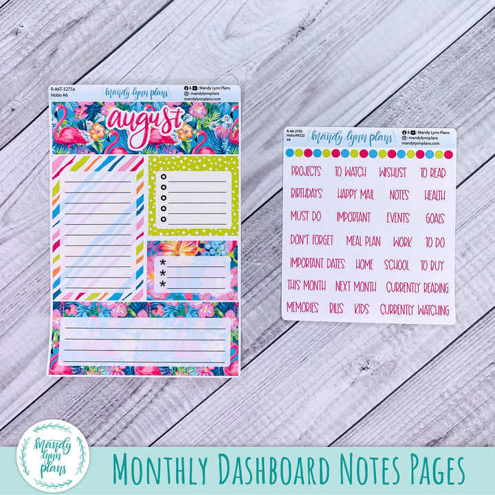 August A6 Hobonichi Dashboard || Flamingos || R-A6T-3275