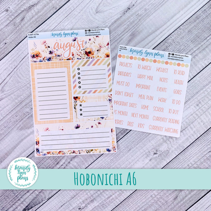 August A6 Hobonichi Dashboard || Rustic Wildflowers || R-A6T-3276