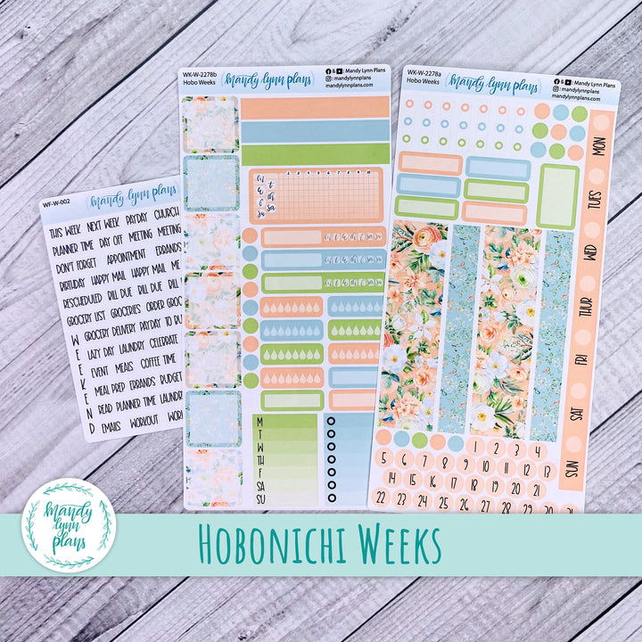 Hobonichi Weeks Weekly Kit || White and Peach Floral || WK-W-2278