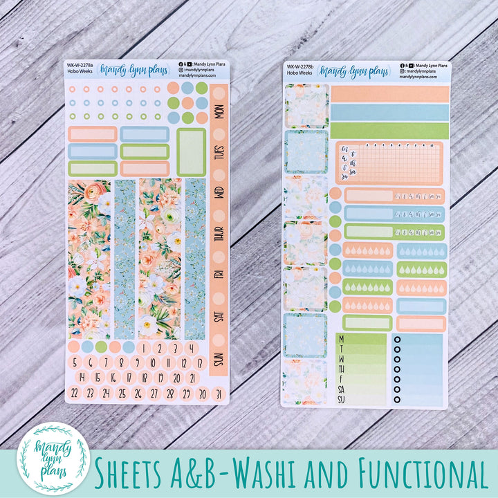 Hobonichi Weeks Weekly Kit || White and Peach Floral || WK-W-2278