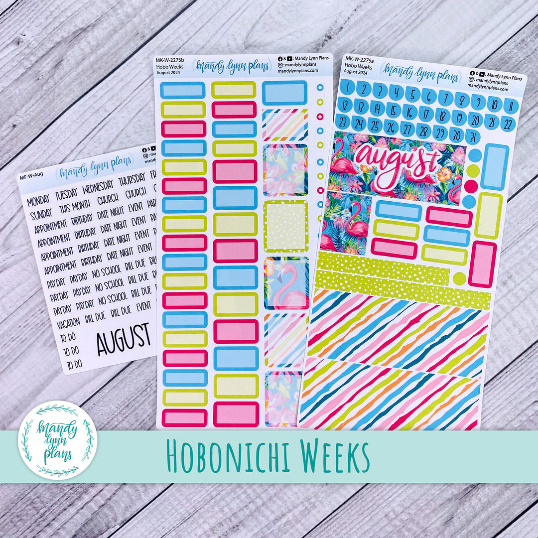 Hobonichi Weeks August 2024 Monthly Kit || Flamingos || MK-W-2275