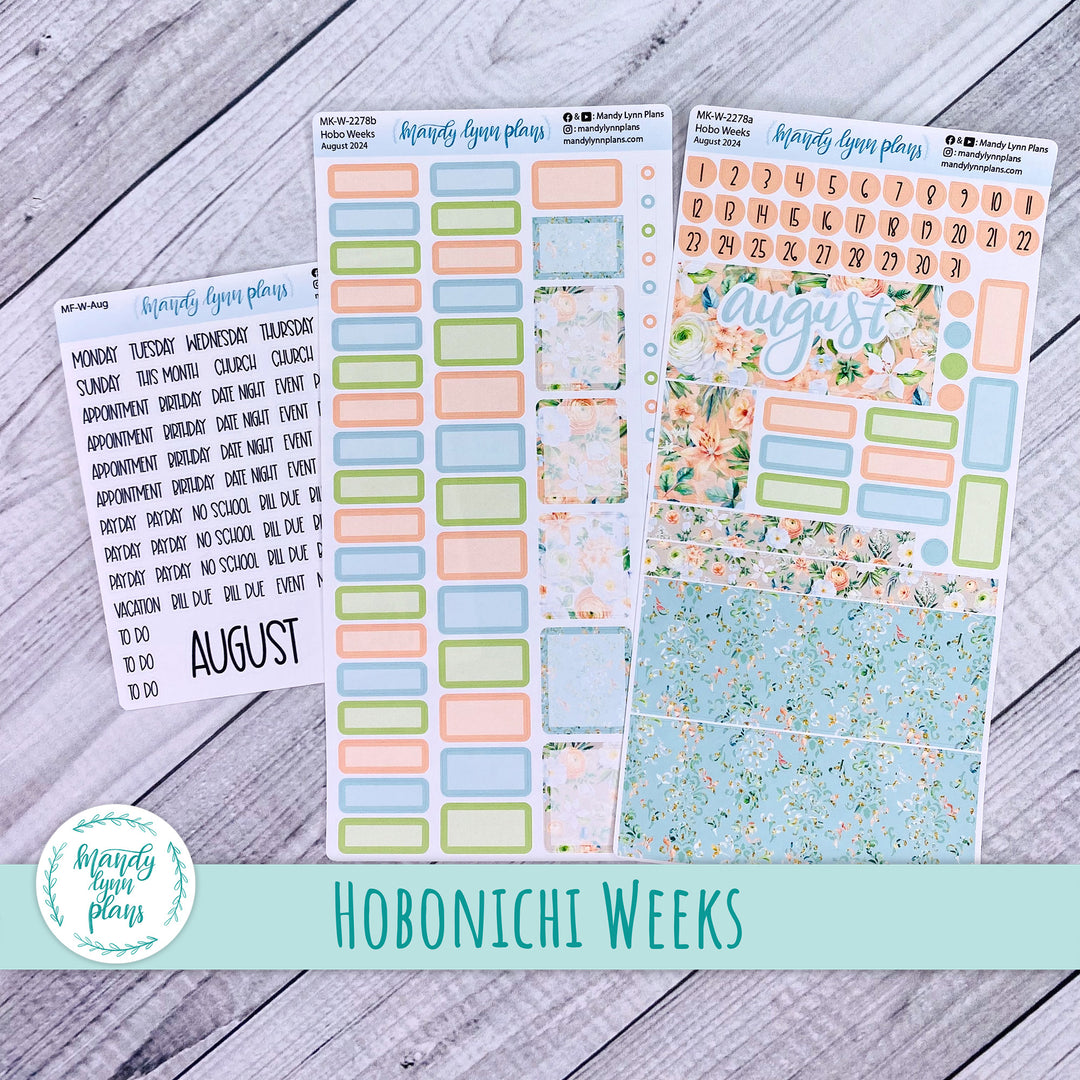 Hobonichi Weeks August 2024 Monthly Kit || White and Peach Floral || MK-W-2278