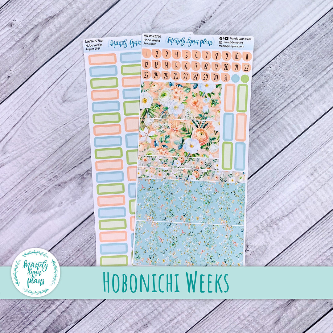 Any Month Hobonichi Weeks Monthly Kit || White and Peach Floral || MK-W-2278