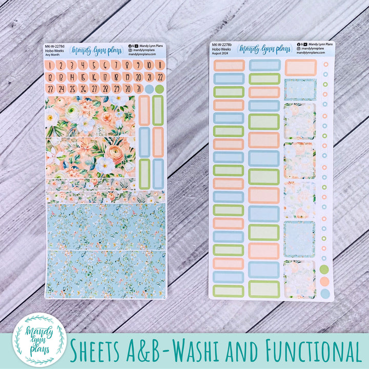 Any Month Hobonichi Weeks Monthly Kit || White and Peach Floral || MK-W-2278