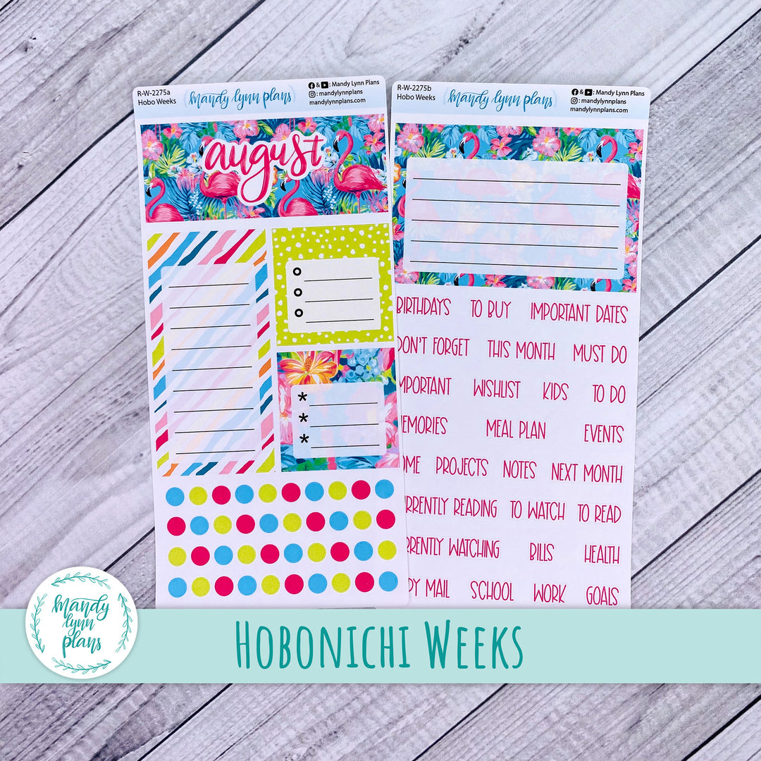 August Hobonichi Weeks Dashboard || Flamingos || R-W-2275