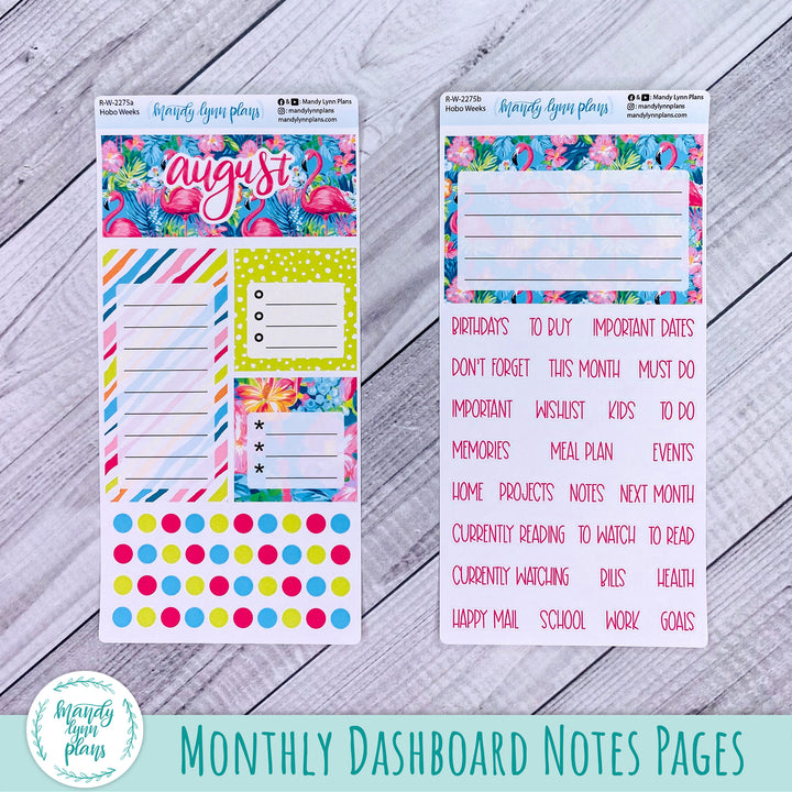 August Hobonichi Weeks Dashboard || Flamingos || R-W-2275