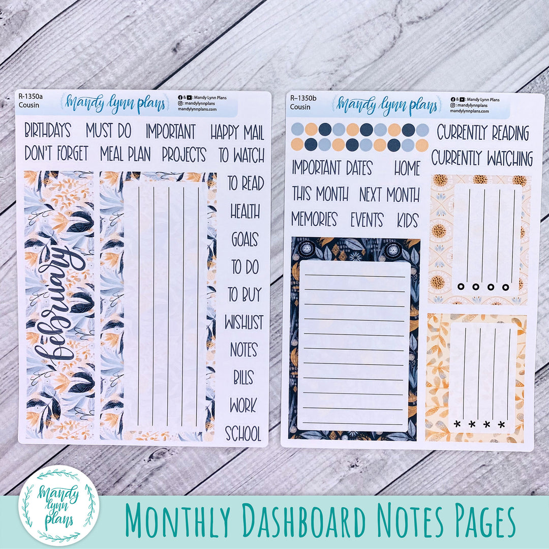 Dashboard Kit || Hobonichi, Common Planner, Wonderland 222, Plans by Just Scribble || Watercolor Floral || 350