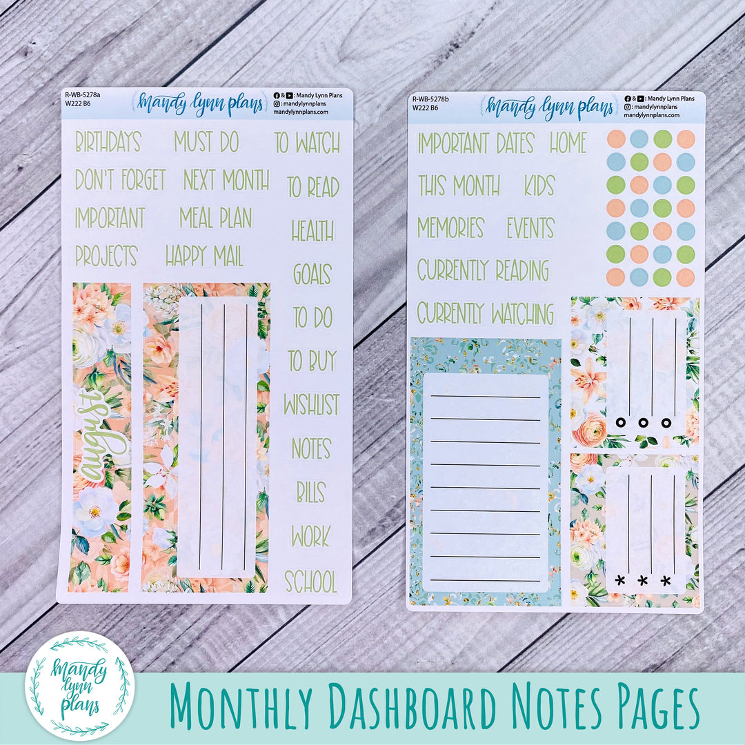 August Wonderland 222 Dashboard || White and Peach Floral || 278