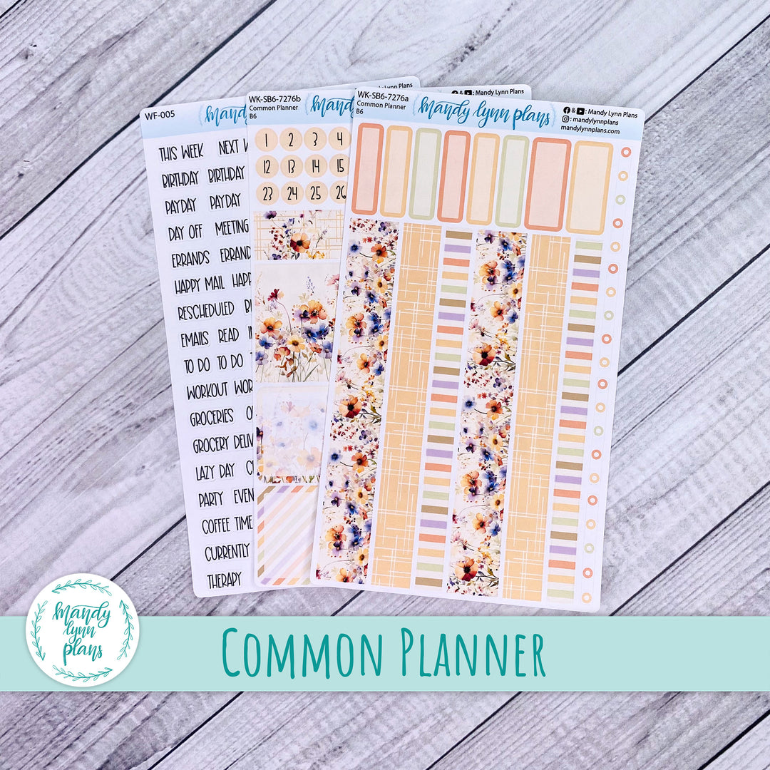 A5, B6, N1 & N2 Common Planner Weekly Kit || Rustic Wildflowers || 276