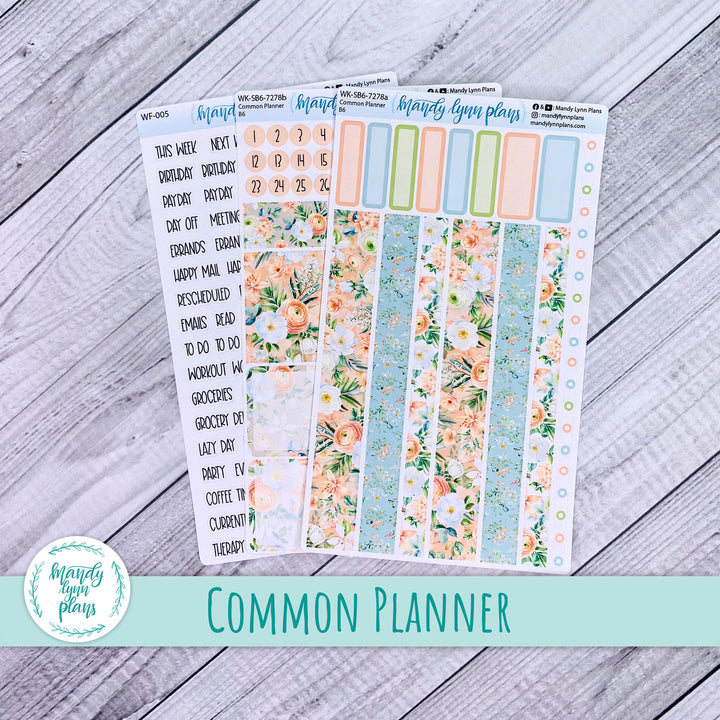 A5, B6, N1 & N2 Common Planner Weekly Kit || White and Peach Floral || 278