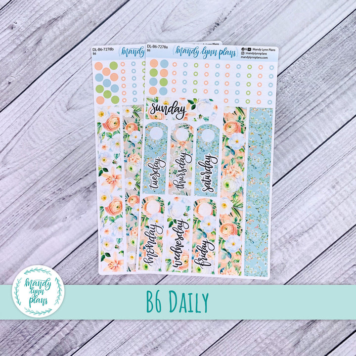 B6 Daily Kit || White and Peach Floral || DL-B6-7278