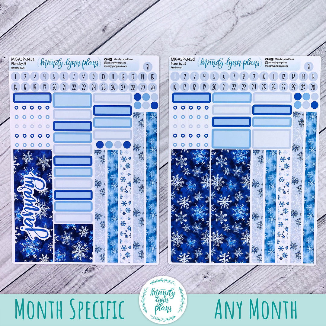Monthly Kit || A5, B6, A6 Plans by Just Scribble || Snowflakes || 345