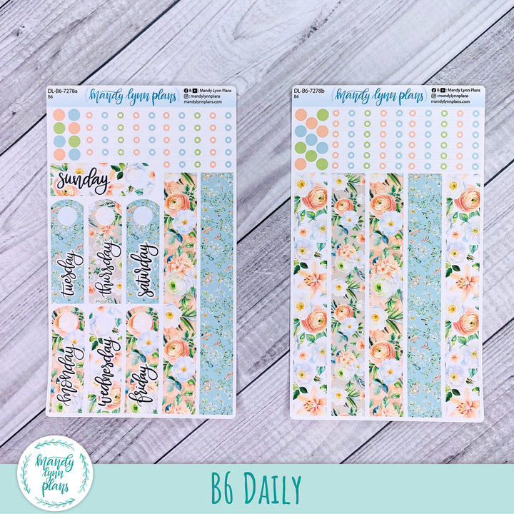 B6 Daily Kit || White and Peach Floral || DL-B6-7278