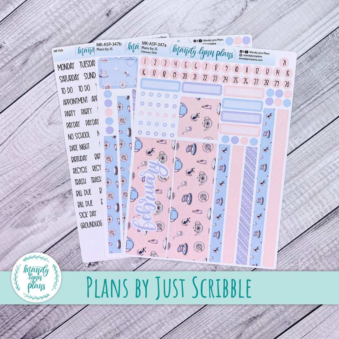 Monthly Kit || A5, B6, A6 Plans by Just Scribble || Tea Party || 347