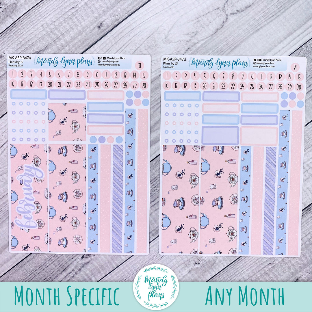 Monthly Kit || A5, B6, A6 Plans by Just Scribble || Tea Party || 347